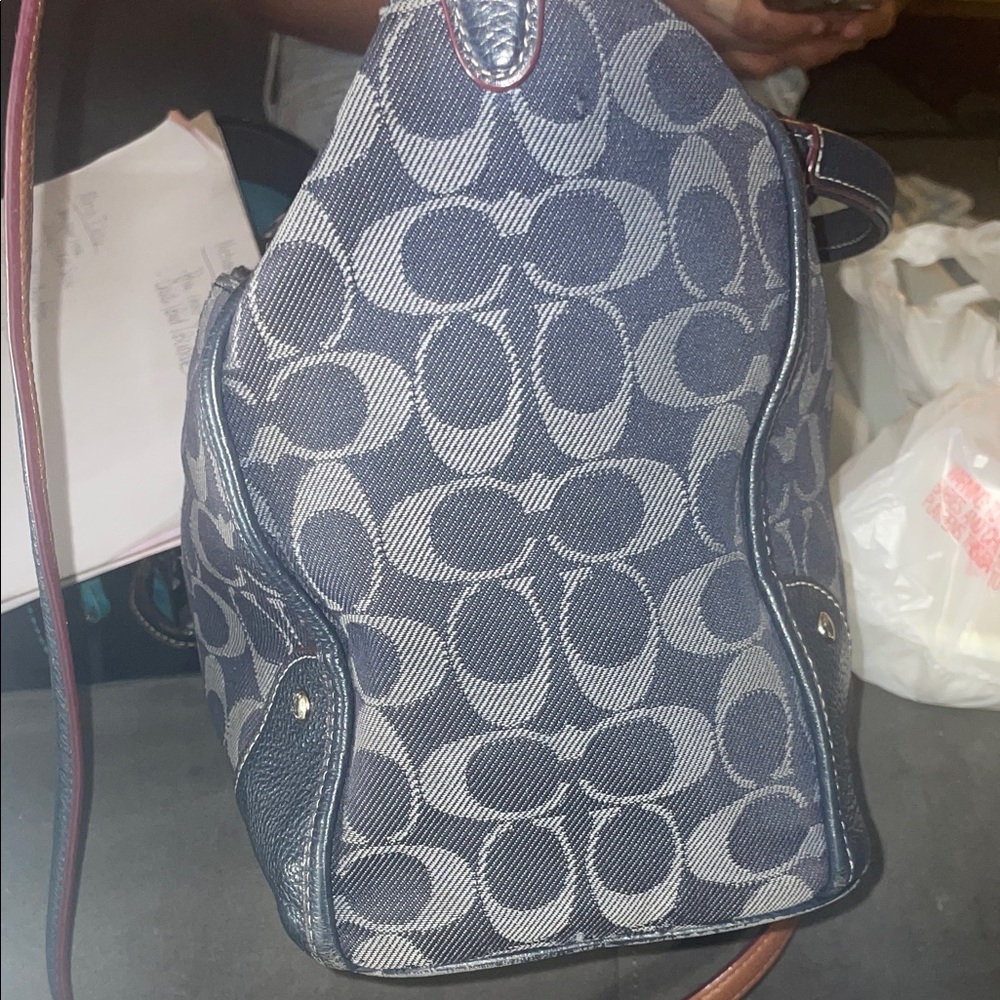 Coach Mickie Satchel  Signature C Denim and Leather Trim GUC - Picture 7 of 16